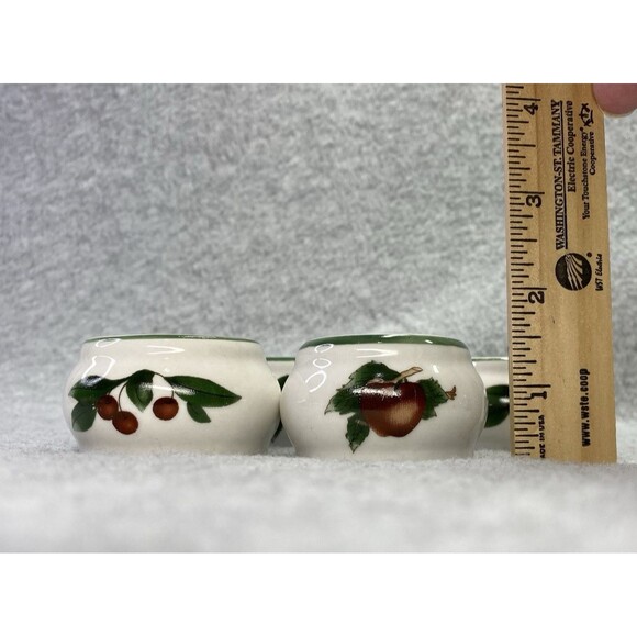 Cades Cove Collection Apple and Cherry Ceramic Napkin Ring Holder Set Of 4 - Picture 4 of 5